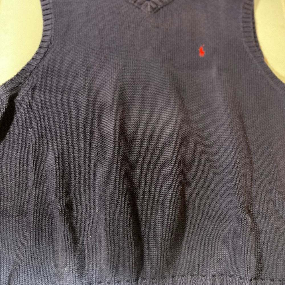 Polo by Ralph Lauren Men's XL Navy Blue Sweater Vest With Red Pony Logo - Picture 8 of 8